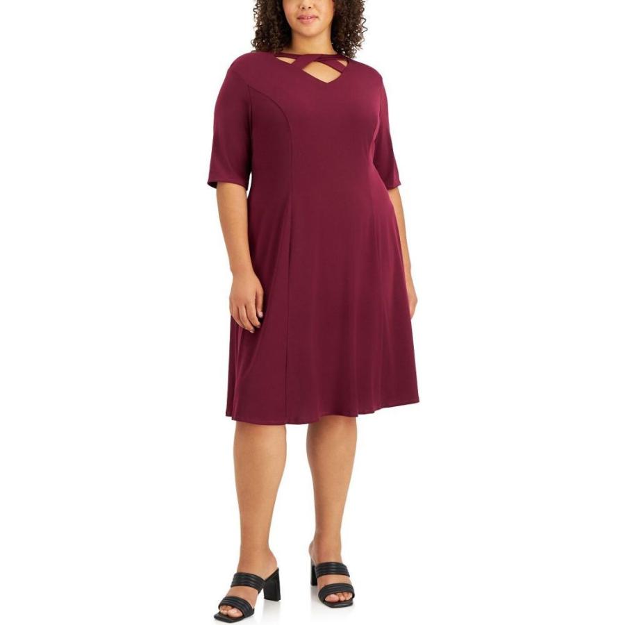 激安 ショップ ロンドンタイムス London Times レディース ワンピース 大きいサイズ ワンピース ドレス Plus Size Strappy Fit Flare Dress Port Wine 純正超高品質 Pesqueirotreslagoas Com Br