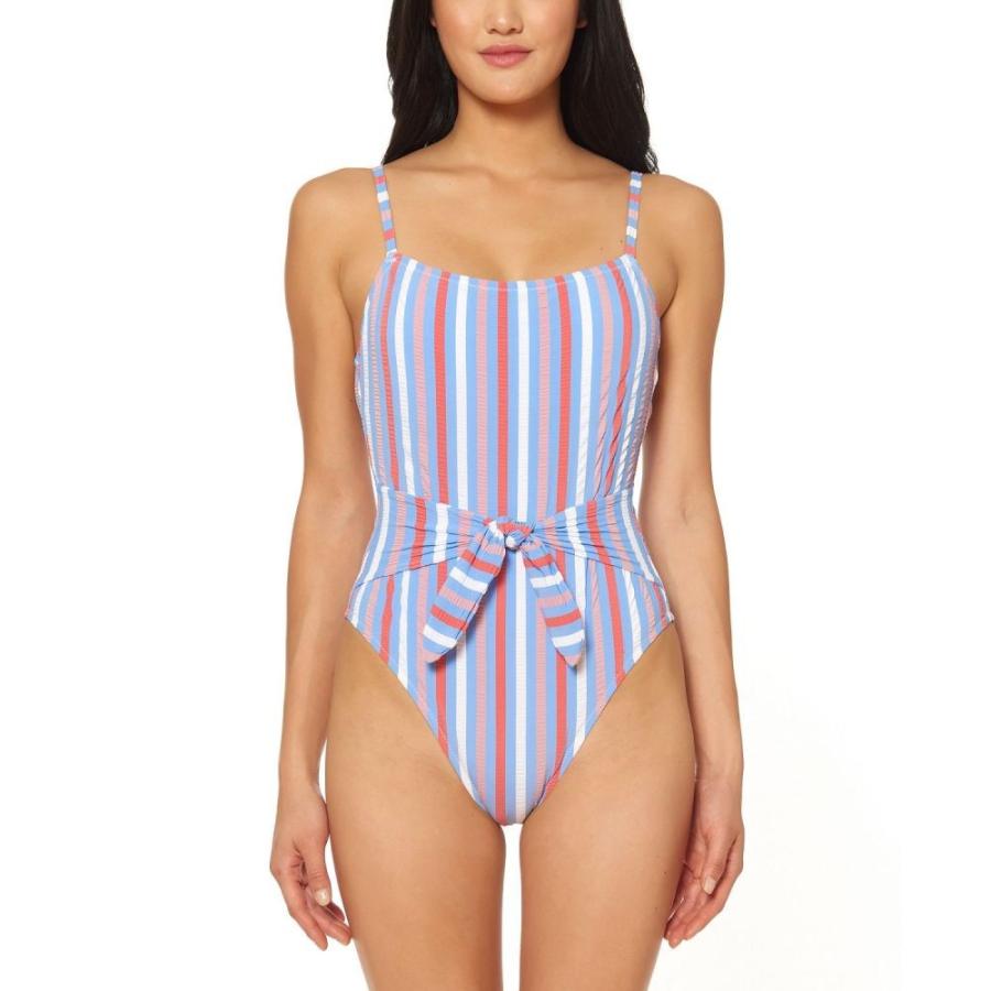 ジェシカシンプソン Jessica Simpson レディース ワンピース 水着 ビーチウェア Miami Stripe Printed Tie Waist One Piece Swimsuit Eyeshadow Multi Apaproduction Fr