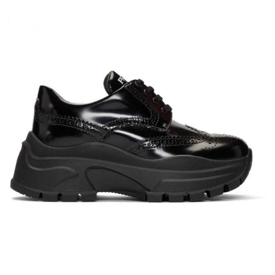 プラダ Prada レディース ローファー オックスフォード シューズ 靴 Black Shiny Derbys Black Proyabloko Pro