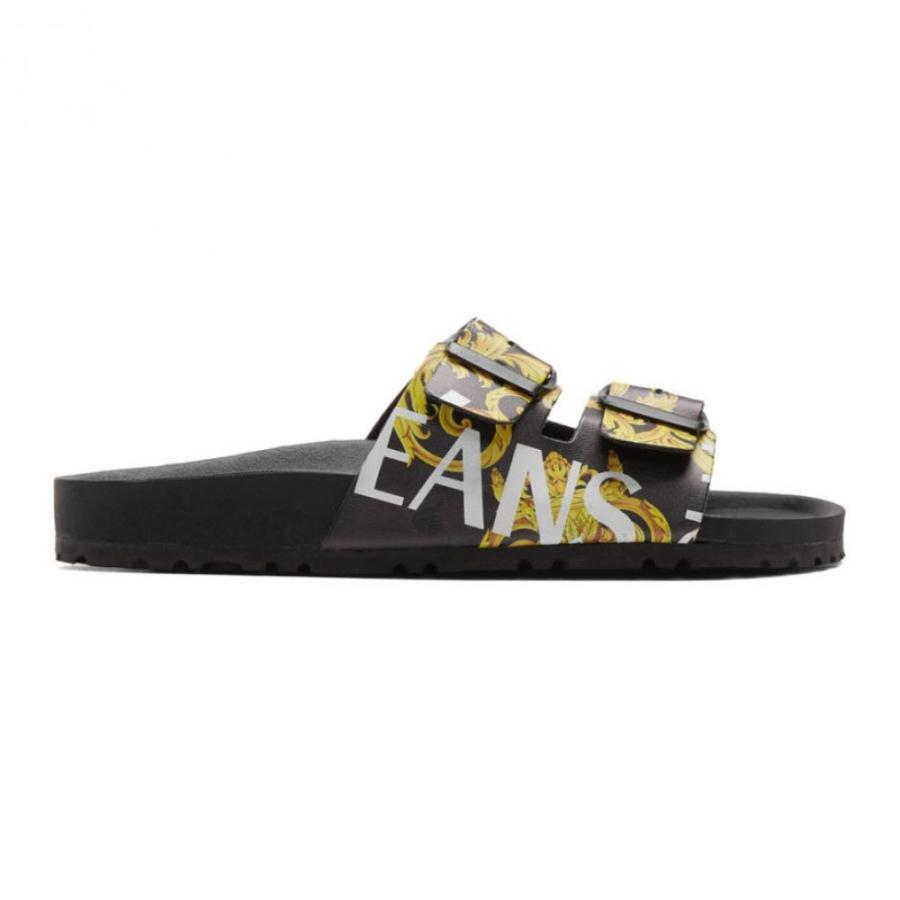 ヴェルサーチ Versace Jeans Couture メンズ サンダル シューズ Sandals Black Yellow Barocco 靴 Straps 激安