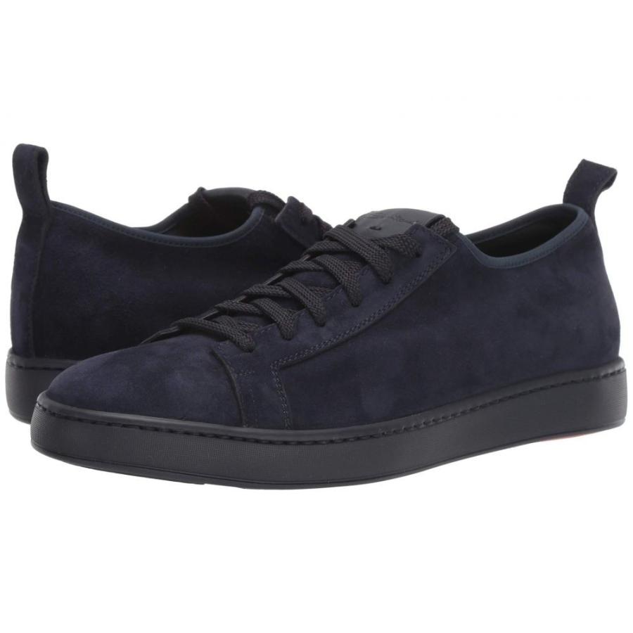 サントーニ Santoni メンズ スニーカー レースアップ シューズ 靴 Suede Navy Lace Up 超人気 専門店 Cleanic Sneaker Stretch