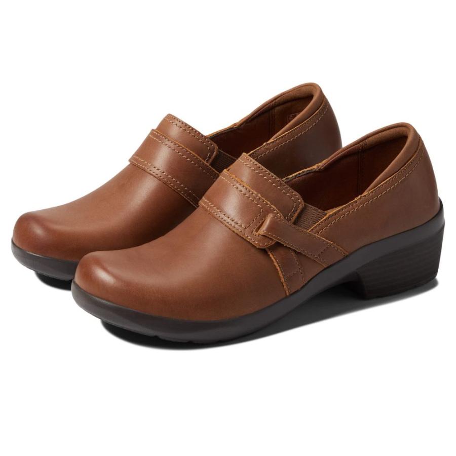 クラークス Clarks Womens Cheyn Brown Medium (B M) Clay Leather Shoes Clogs