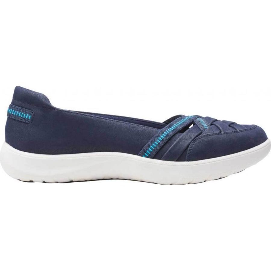 新しい Clarks クラークス Textile Navy Sneaker On Slip Poppy Adella シューズ 靴 スニーカー スリッポン フラット レディース Clarks クラークス レディース スリッポン フラット シューズ
