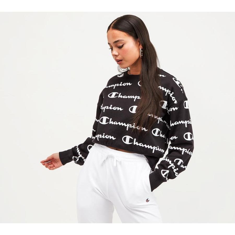 激安大特価 レディース スウェット トレーナー チャンピオン Champion チャンピオン Black Sweatshirt Aop トップス スウェット トレーナー レディース Champion トップス