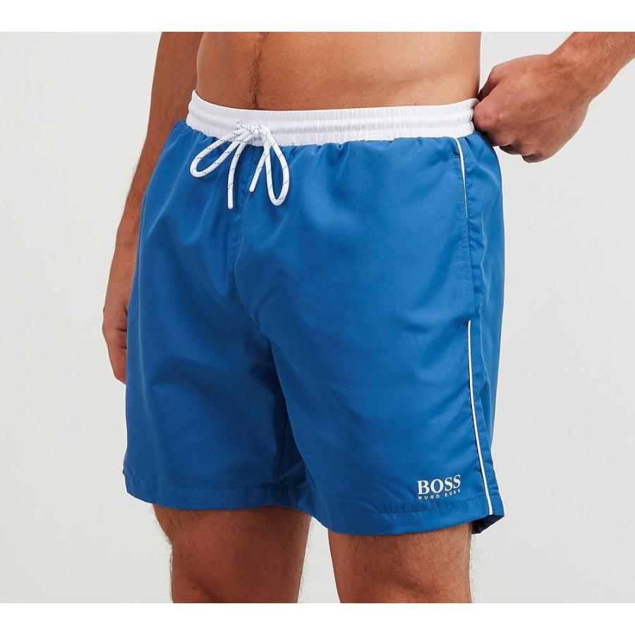 当社の ヒューゴ ボス Hugo メンズ 海パン 水着?ビーチウェア【Blue Polyester Swim Shorts】Open blue  新版-kanematsuusa.com