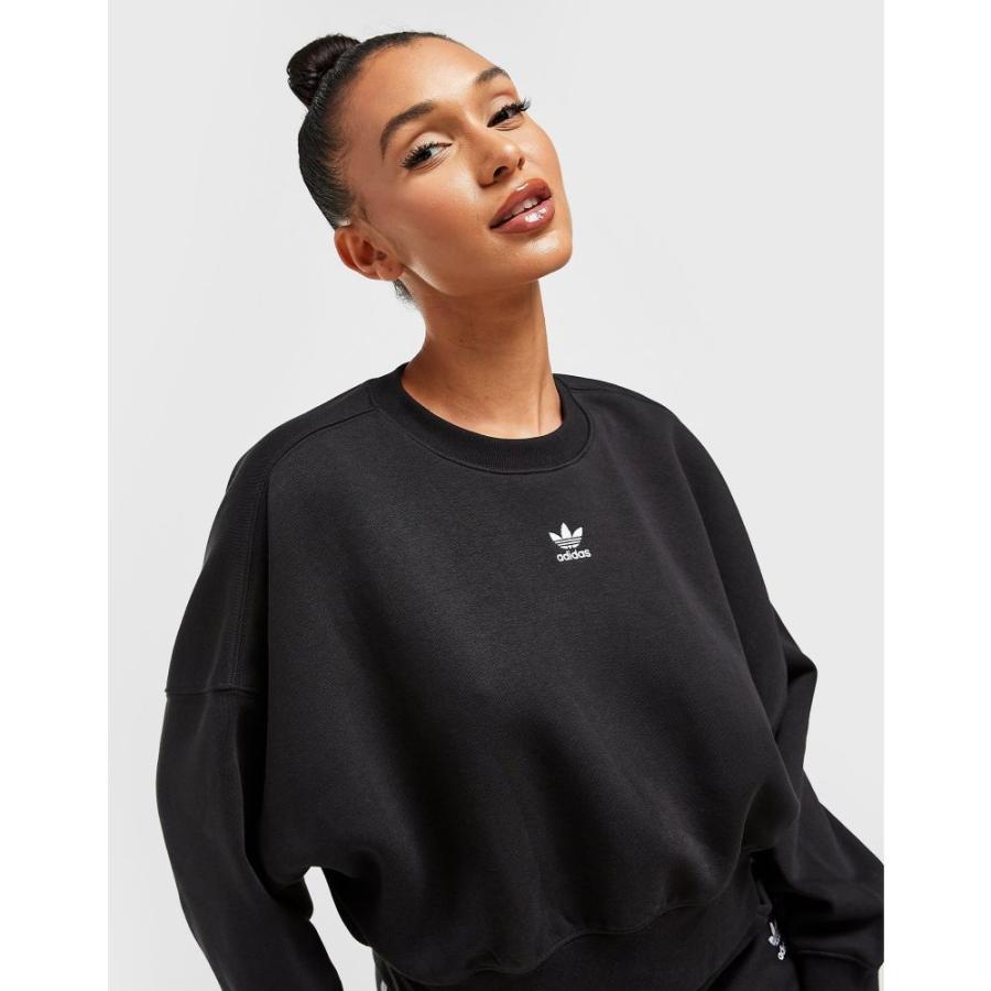 時間指定不可 クロップド スウェット トレーナー レディース Originals Adidas アディダス スウェット トレーナー アディダス Originals Adidas トップス Black Sweatshirt Crew Crop Essential トップス Www Rankinengineering Com