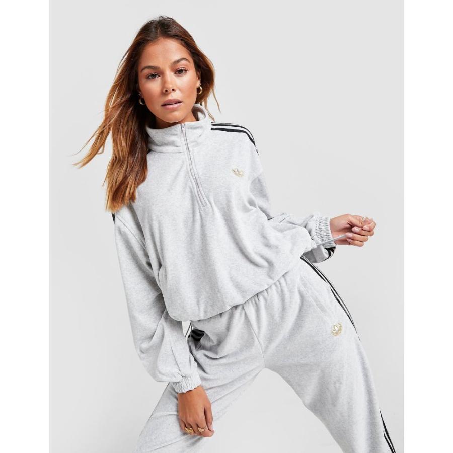 激安買取東京 アディダス Adidas Originals レディース スウェット トレーナー トップス Velour 1 4 Zip Top Grey 日本向け正規品 Www Superavila Com