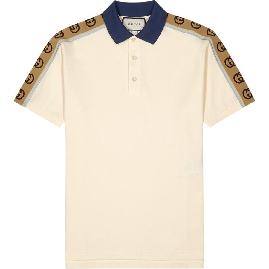 グッチ Gucci メンズ ポロシャツ トップス Off White Pique Cotton Polo Shirt Natural Monroesrestaurant Net