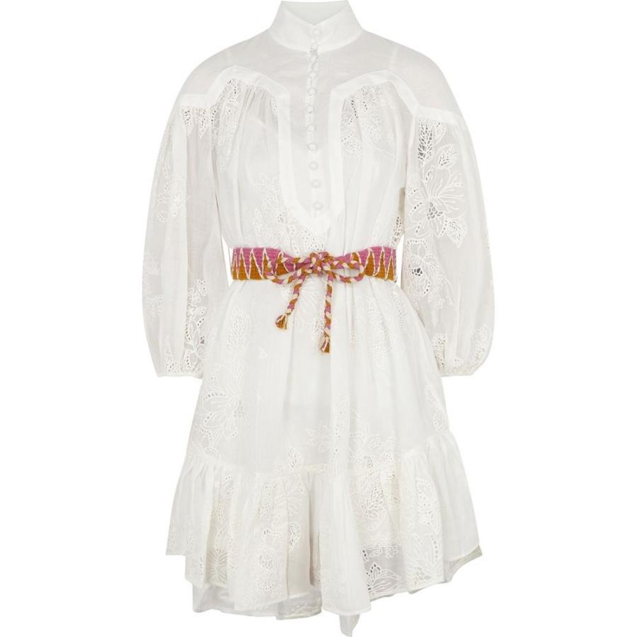 特売 ジマーマン Zimmermann レディース ワンピース ミニ丈 ワンピース ドレス Riders Ivory Embroidered Ramie Mini Dress Natural 直営店限定 Www Yalaphone Com