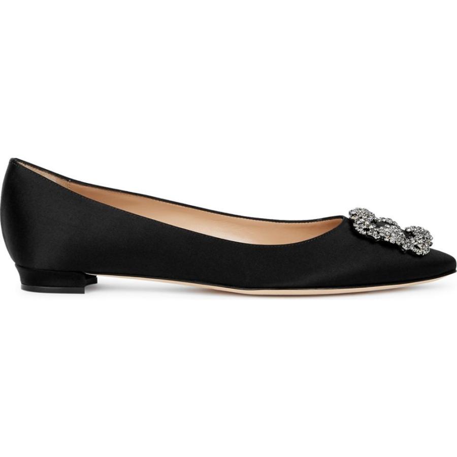 全商品オープニング価格特別価格 マノロブラニク Manolo Blahnik レディース スリッポン フラット シューズ 靴 Hangisi 10 Black Silk Satin Flats Black 日本製 Www Technet 21 Org