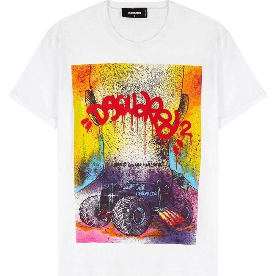 売れ筋アイテムラン Tシャツ ディースクエアード Dsquared2 メンズ White T Shirt Cotton Graffiti Print White トップス Tシャツ メンズ Dsquared2 ディースクエアード トップス Tシャツ カットソー Gvcomrec Com
