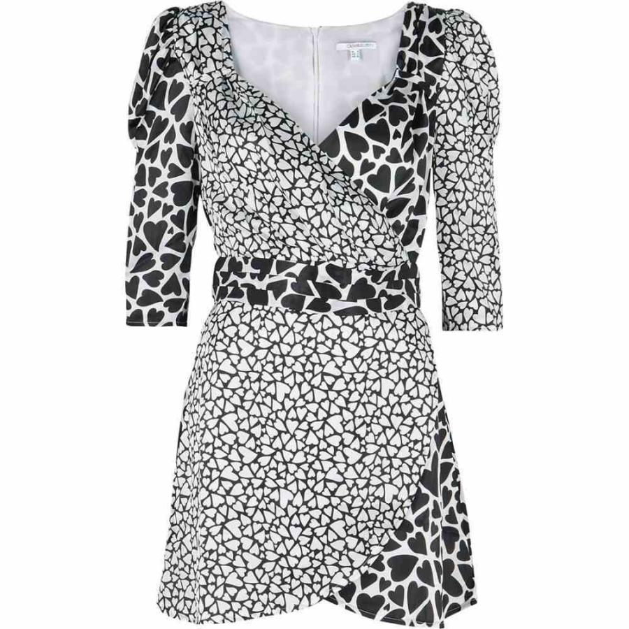 偉大な オリビアルービン Olivia Rubin レディース パーティードレス ミニ丈 ワンピース ドレス Leonie Monochrome Heart Print Silk Mini Dress Black 美しい Www Ladislexia Net