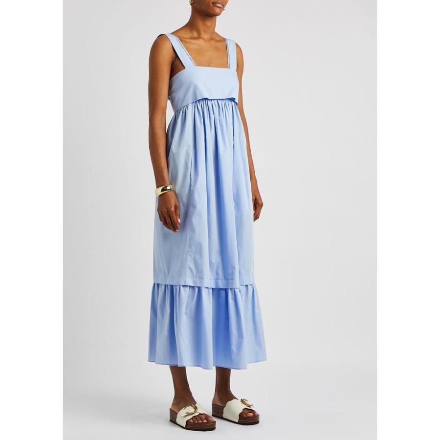 人気商品ランキング Chloe クロエ ワンピース ドレス レディース ワンピース クロエ Chloe レディース Blue Dress Midi Cotton Poplin Blue Light ワンピース ドレス ミドル丈 ワンピース ワンピース チュニック