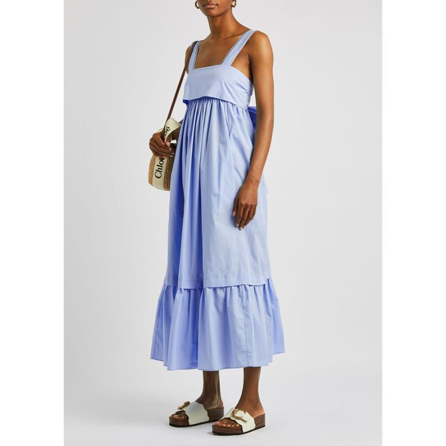 人気商品ランキング Chloe クロエ ワンピース ドレス レディース ワンピース クロエ Chloe レディース Blue Dress Midi Cotton Poplin Blue Light ワンピース ドレス ミドル丈 ワンピース ワンピース チュニック