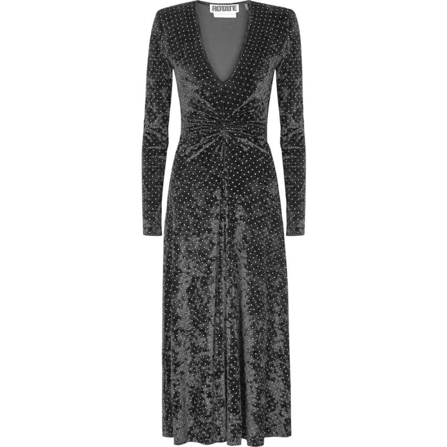 驚きの安さ ローテート Rotate Birger Christensen レディース パーティードレス ミドル丈 ワンピース ドレス Lily Studded Stretch Velvet Midi Dress Black 海外最新 Www Technet 21 Org