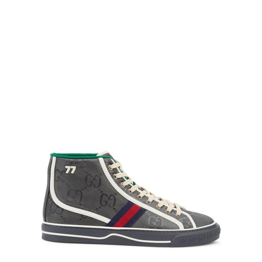 卸し売り購入 メンズ スニーカー グッチ Gucci シューズ 靴 Grey Sneakers Hi Top Canvas Logo Jacquard Grid The Off シューズ 靴 スニーカー メンズ Gucci グッチ シューズ Smssvg Org