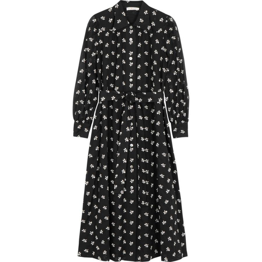 アウトレット半額 トリー バーチ Tory Burch レディース ワンピース シャツワンピース ワンピース ドレス Black Floral Embroidered Cotton Shirt Dress Black お得なセール Directsenegal Com