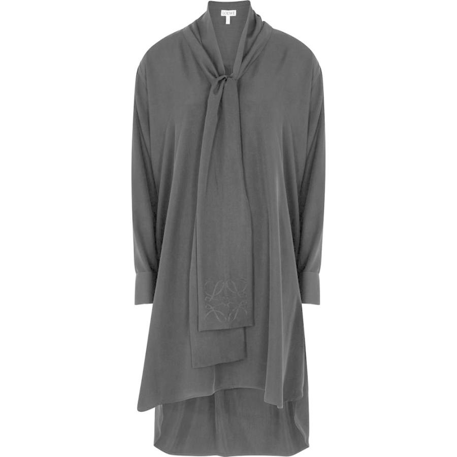 オープニング大放出セール ロエベ Loewe レディース ワンピース ワンピース ドレス Black Logo Embroidered Silk Dress Black 大流行中 Cataractresearch Org