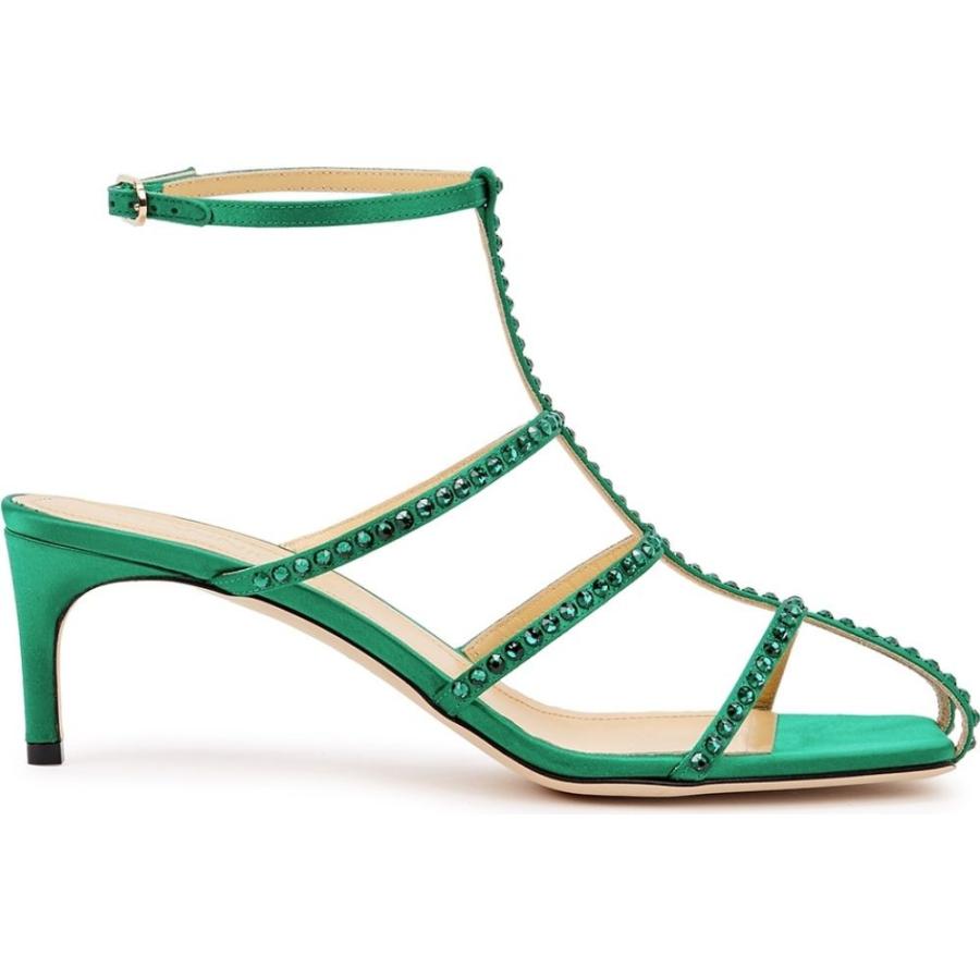 ジャンニコ Giannico レディース サンダル ミュール シューズ 靴 Kaya 65 Green Crystal Embellished Satin Sandals Green Spabri Com