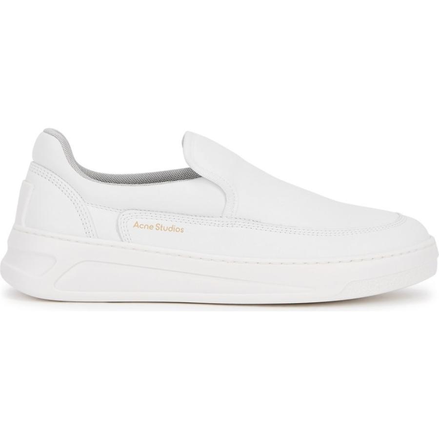 お歳暮 アクネ ストゥディオズ Acne Studios レディース スリッポン フラット スニーカー シューズ 靴 Bennie White Leather Slip On Sneakers White 人気トレンド Newmatic Ae