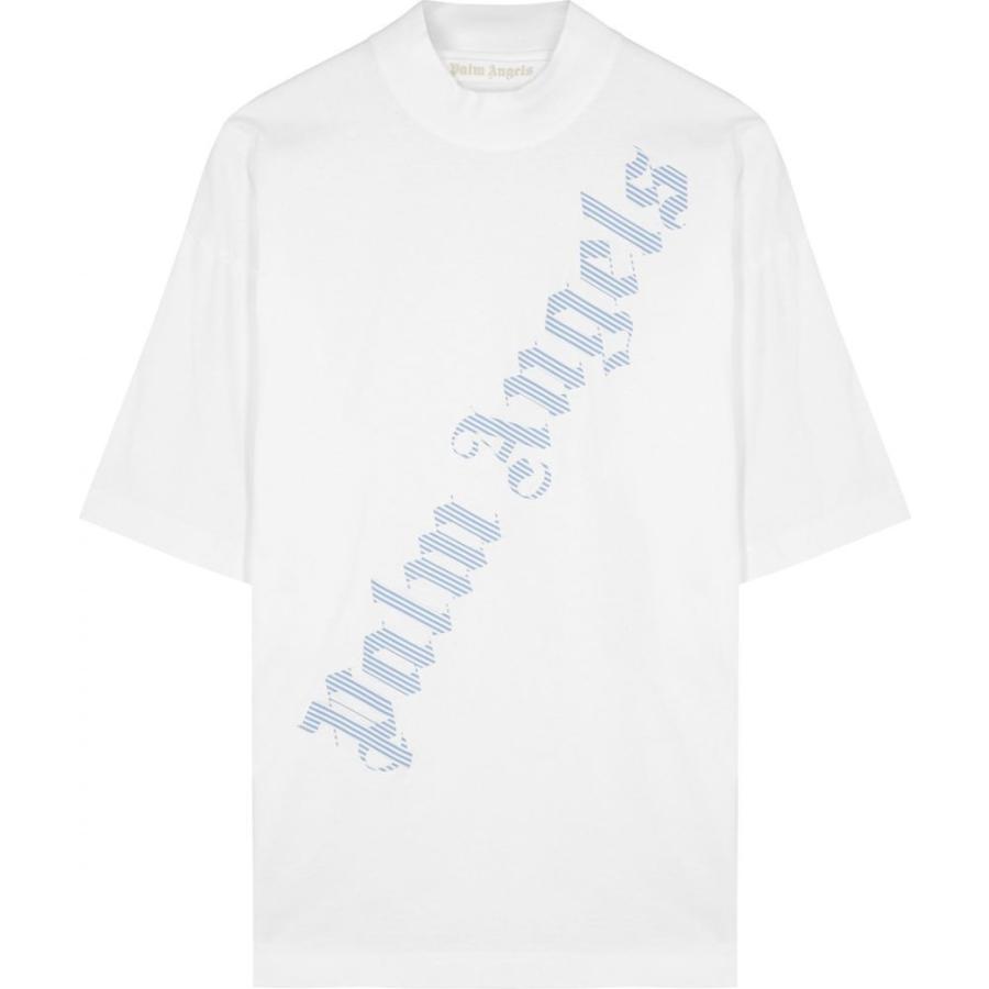 驚きの安さ パーム エンジェルス Palm Angels レディース Tシャツ トップス white logo-print cotton t