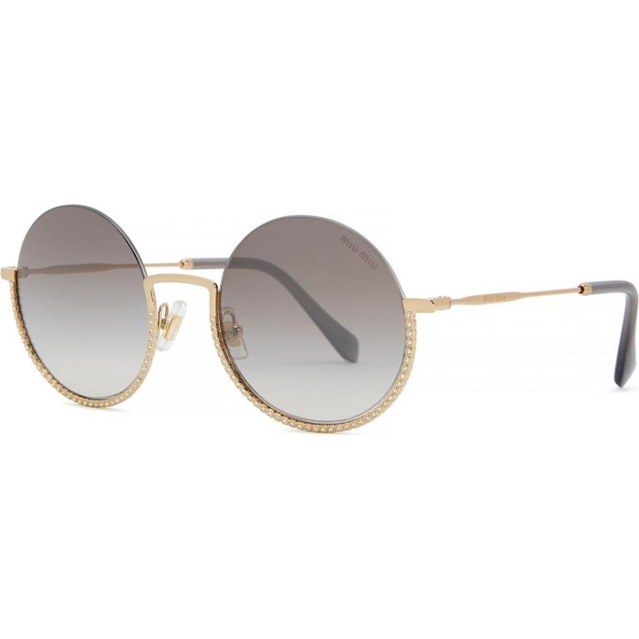 21新作モデル ミュウミュウ Miu Miu レディース メガネ サングラス ラウンド Gold Tone Round Frame Sunglasses Gold クライマックスセール再値下げ Subhasagun Com