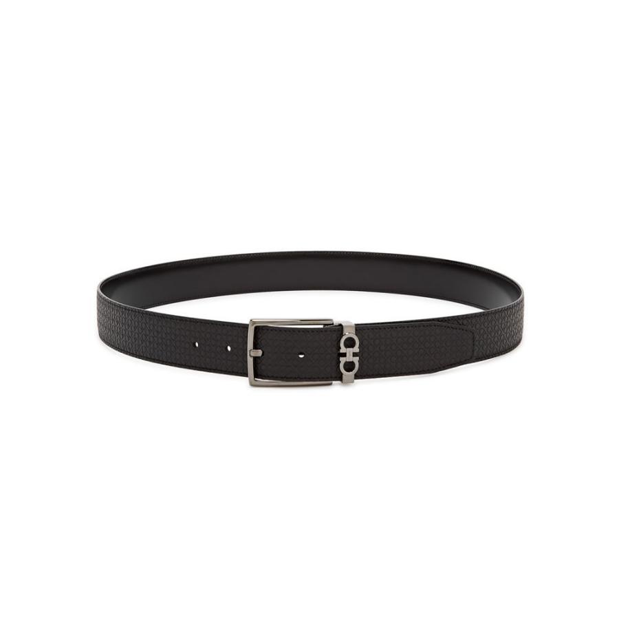 とっておきし新春福袋 メンズ Ferragamo Salvatore フェラガモ サルヴァトーレ メンズ ベルト フェラガモ サルヴァトーレ Ferragamo Salvatore ベルト Black Belt Leather Embossed Black 財布 帽子 ファッション小物 Smssvg Org