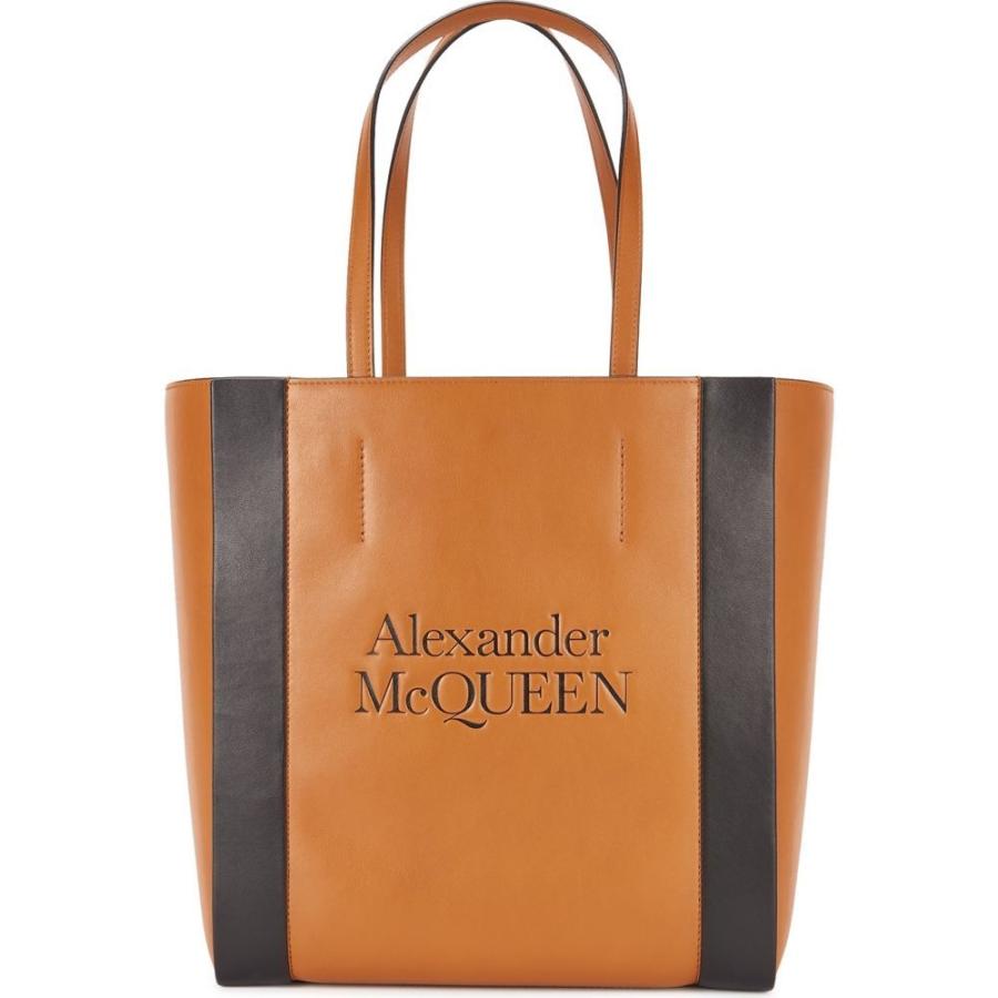 短納期 早者勝ち アレキサンダー マックイーン Alexander Mcqueen レディース トートバッグ バッグ Signature Brown Logo Leather Tote Brown 日本未入荷 入手困難 Arezzosky Com