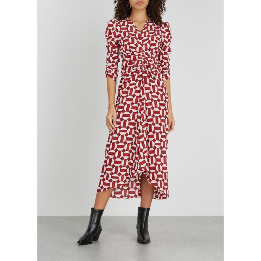 最安値挑戦 イザベル マラン Isabel Marant レディース ワンピース ミドル丈 ワンピース ドレス Albi Printed Stretch Silk Midi Dress Red 数量限定 Skylanceronline Com
