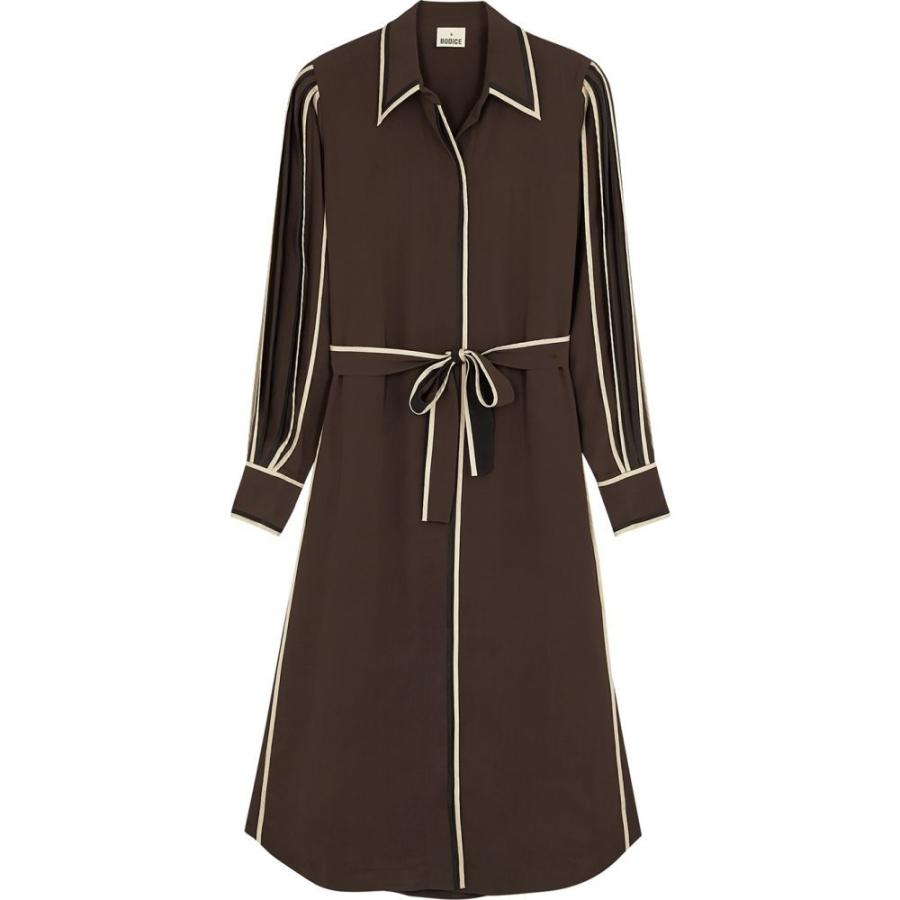 最安値に挑戦 ボディス Bodice レディース ワンピース シャツワンピース ワンピース ドレス Brown Silk Crepe De Chine Shirt Dress Brown 好評 Aleefsurgical Com