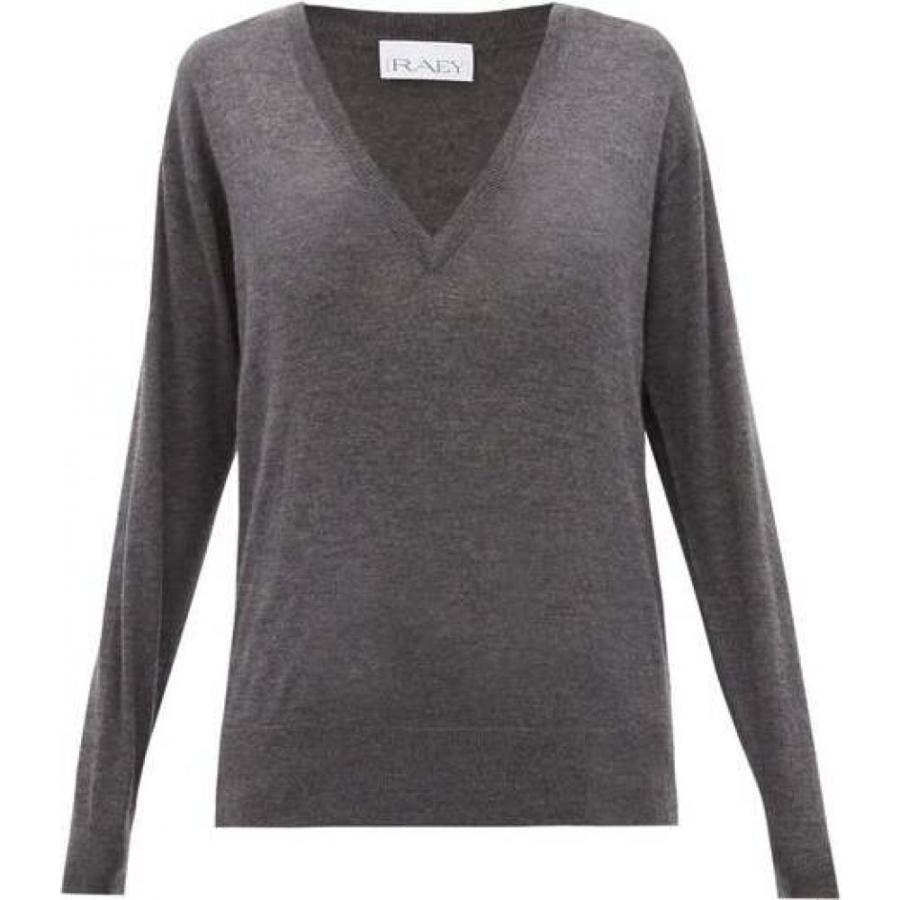 レイ Raey レディース ニット セーター トップス V Neck Fine Knit Cashmere Sweater Concrete Grey Tsquality Ch
