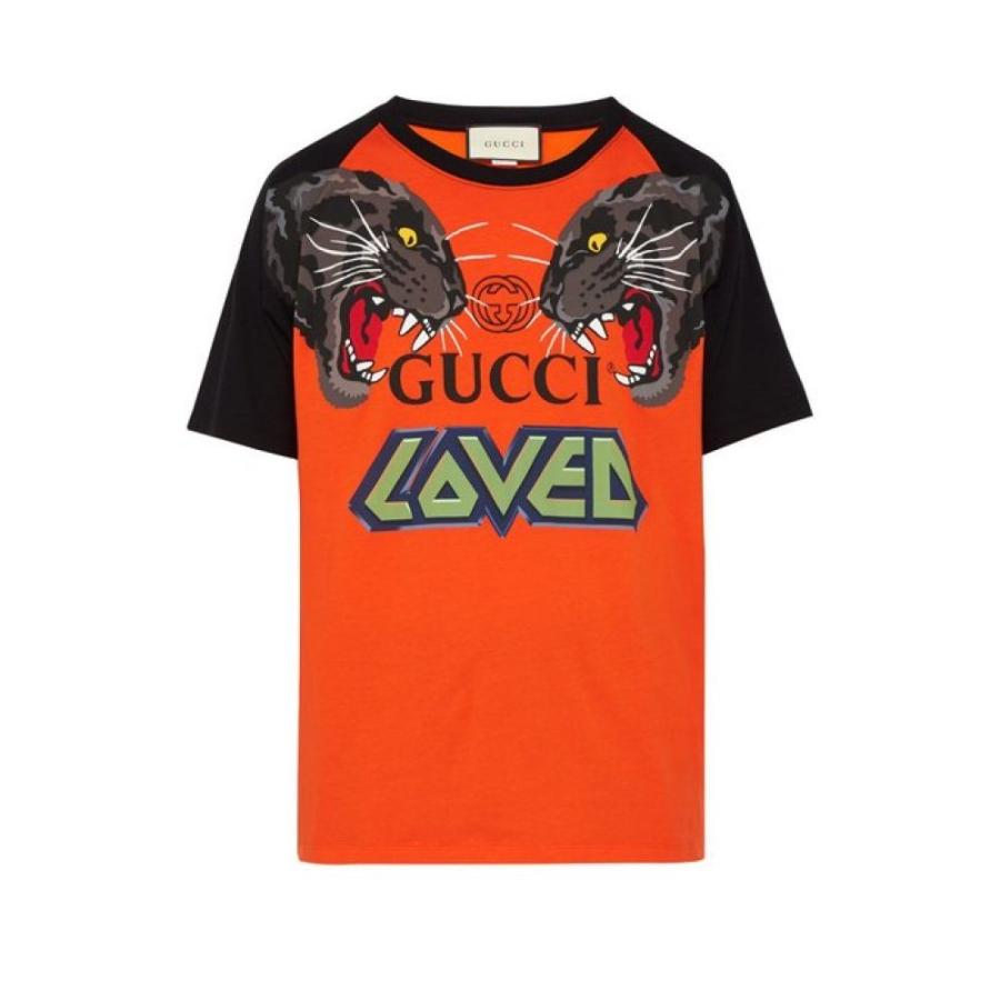 グッチ Gucci メンズ Tシャツ トップス Oversized Tiger And Logo Print T Shirt Orange Mohmmadiyon Com