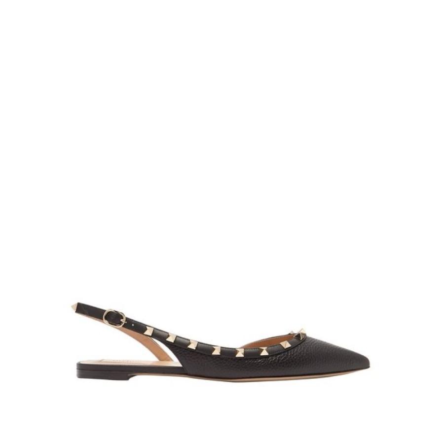 ヴァレンティノ Valentino レディース スリッポン フラット シューズ 靴 Rockstud Slingback Grained Leather Flats Black Erhamah Com