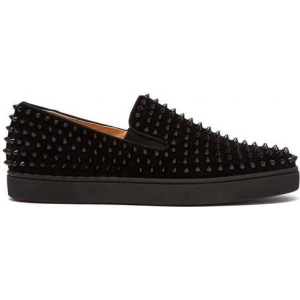 クリスチャン ルブタン Christian Louboutin メンズ スリッポン フラット シューズ 靴 Roller Boat Spike Embellished Suede Trainers Black Www Littlefishproperties Com Au