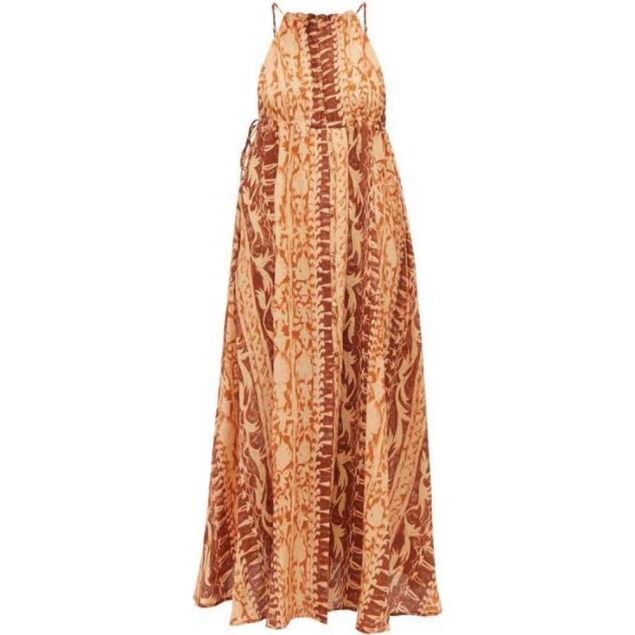 カルト ガイア Cult Gaia レディース ビーチウェア ワンピース ドレス 水着 ビーチウェア Agatha Soleil Print Silk Dress Brown Www Arilab Com Tr Index Php