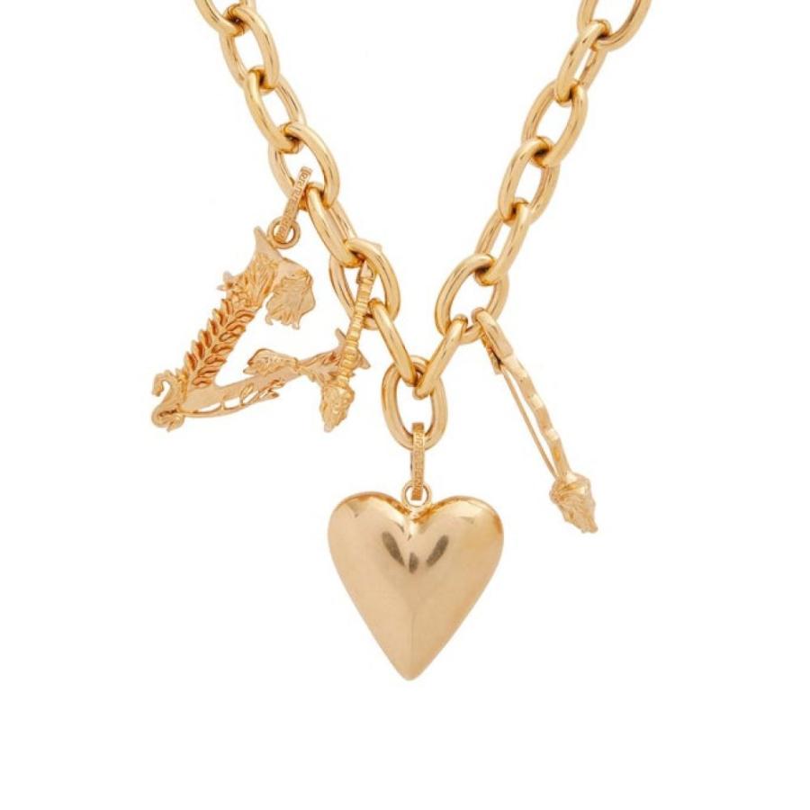 19春夏新色 ヴェルサーチ ネックレス Versace Necklace レディース ネックレス ジュエリー アクセサリー Heart And And V Charm Necklace Gold ゆめの工房 f Studio J Co
