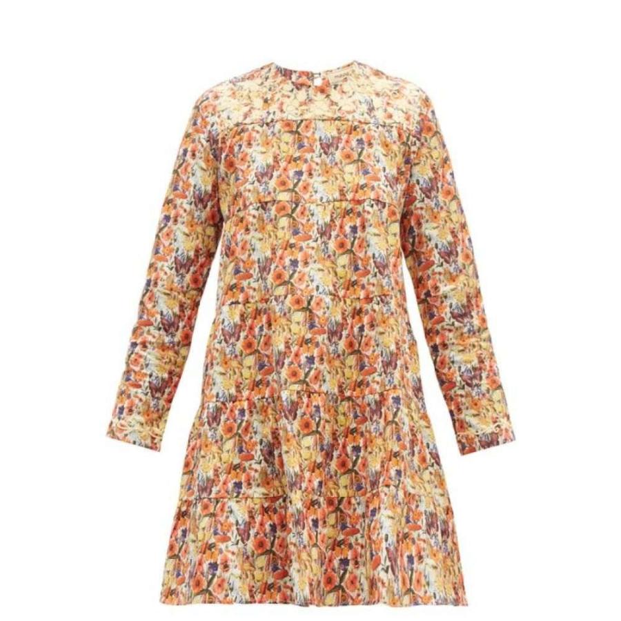 ムズング シスター Muzungu Sisters レディース ビーチウェア ワンピース ドレス 水着 ビーチウェア Lily Embroidered Floral Print Cotton Dress Orange