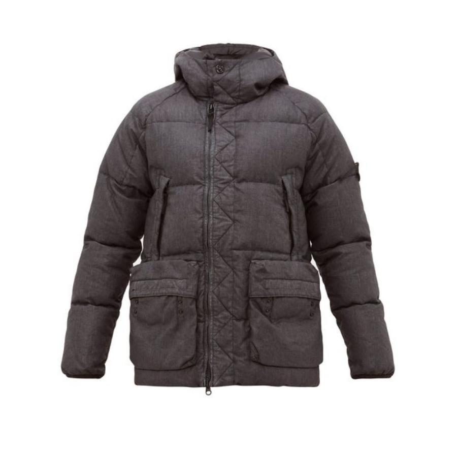 ダウン 中綿ジャケット ストーンアイランド Island Jacket Stone Coated Linen Coated Linen メンズ アウター Hooded Quilted Down ファッション Jacket Hb フェルマート Black Fermart 2号店