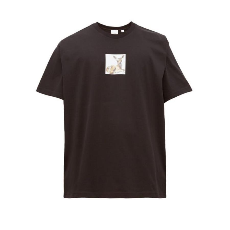 バーバリー Burberry メンズ Tシャツ トップス Deer Print Cotton T Shirt Black Prettyfunnyballoons Com