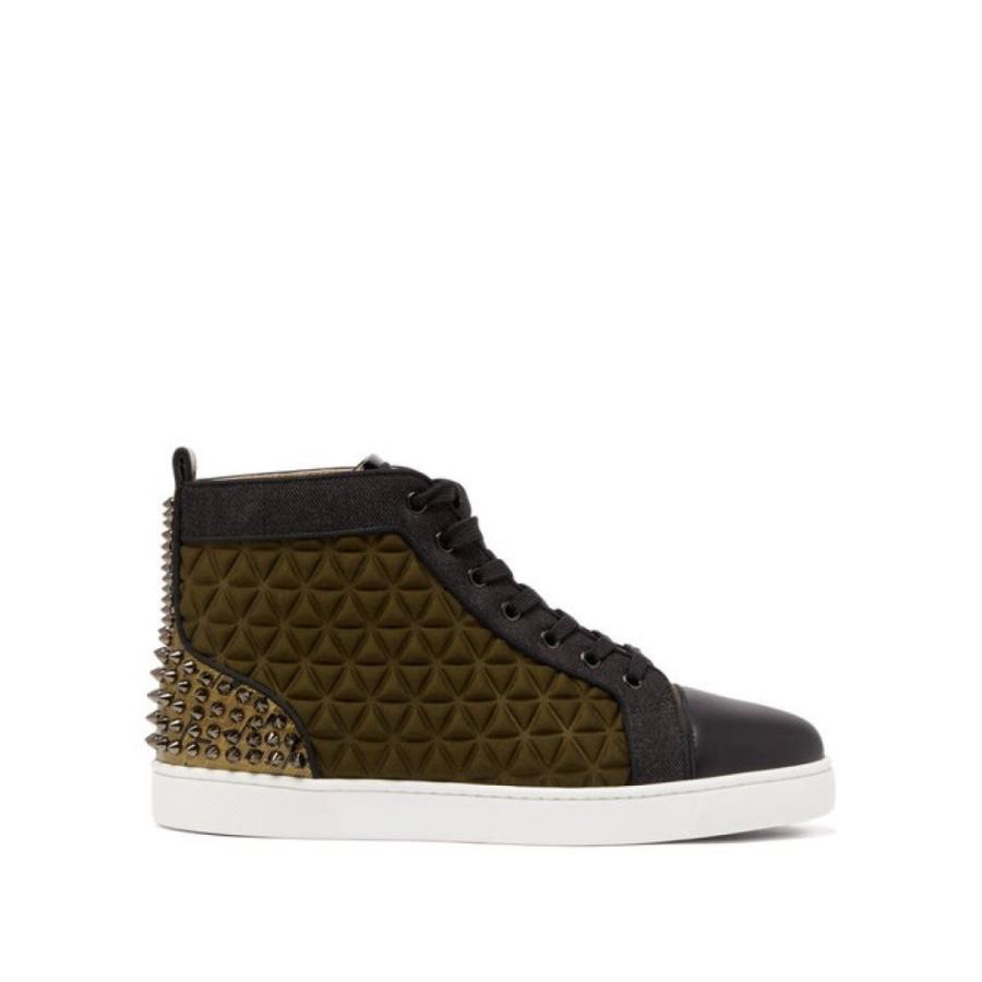 クリスチャン ルブタン Christian Louboutin メンズ スニーカー シューズ 靴 Lou Spikes Iii Neoprene Panel Leather Trainers Black Www Donabeija Pt
