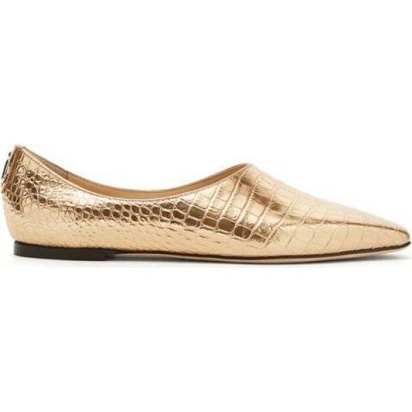 ジミー チュウ Jimmy Choo レディース スリッポン フラット シューズ 靴 Joselyn Metallic Croc Effect Leather Ballet Flats Gold Pymr Go Th
