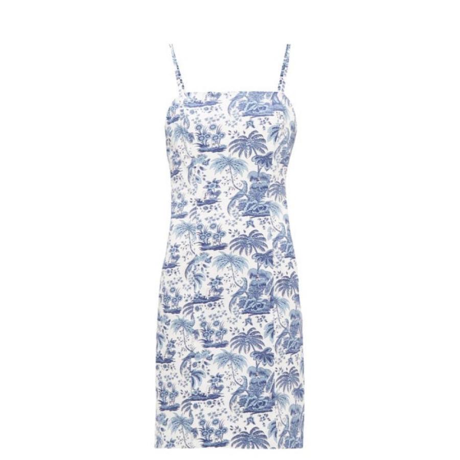 スタウド Staud レディース ビーチウェア ワンピース ドレス 水着 ビーチウェア Basset Tropical Print Cotton Dress Blue Www Legheleggere Com