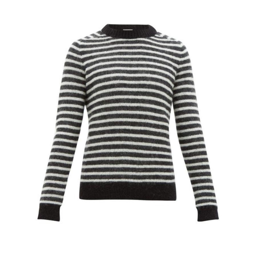 イヴ サンローラン Saint Laurent メンズ ポロシャツ トップス Striped Mohair Blend Sweater Black Baldygamichal Info