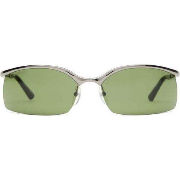 バレンシアガ Balenciaga メンズ メガネ サングラス Rectangular Half Frame Metal Sunglasses Green Purrworld Com