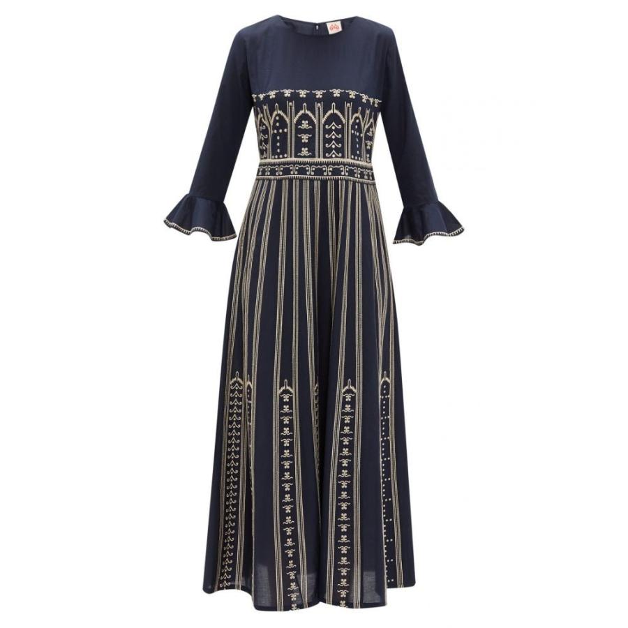レ シレヌーセ ポジターノ Le Sirenuse Positano レディース ビーチウェア ワンピース ドレス Tracey Embroidered Cotton Poplin Dress Navy Www Zenithaviation In