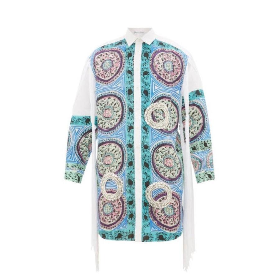 J W アンダーソン Jw Anderson 限定品 メンズ シャツ トップス Cotton Shirt Paisley Print Crystal Embellished White