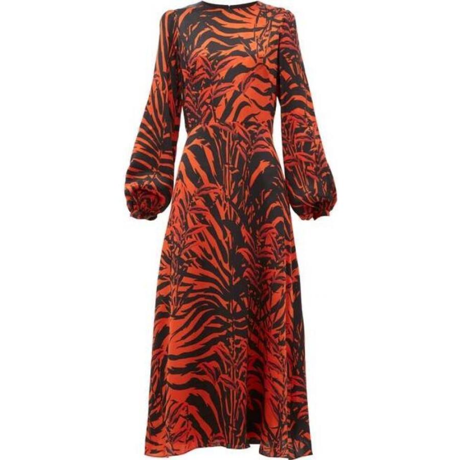 ノア ド ボルゴ Borgo De Nor レディース ワンピース ミドル丈 ワンピース ドレス Elista Panthera Print Silk Satin Midi Dress Red Apaproduction Fr
