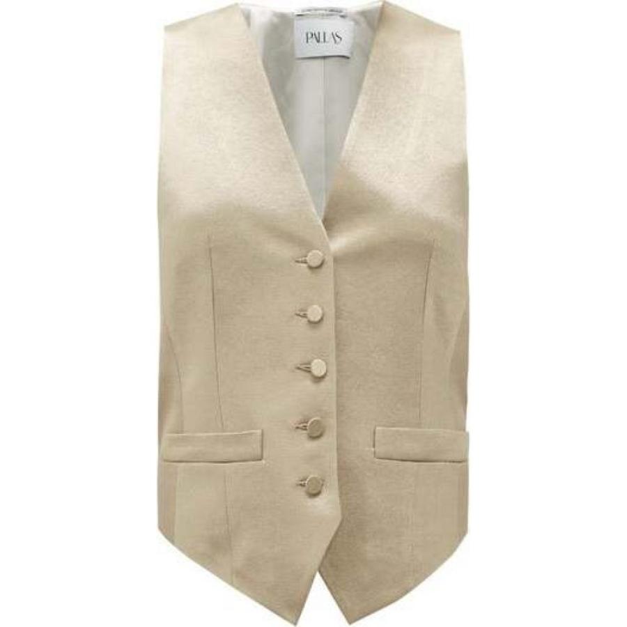 パラス Pallas X Claire Thomson Jonville レディース ベスト ジレ トップス Gossip Single Breasted Hammered Satin Waistcoat Gold Rsiaalhasanah Co Id
