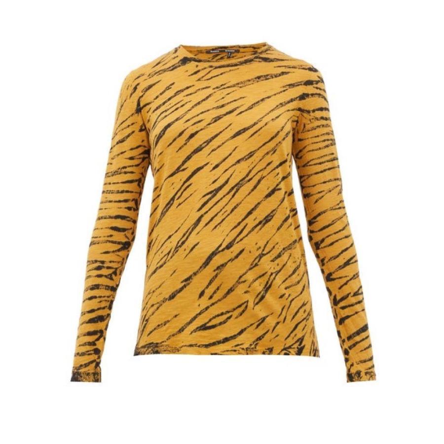 プロエンザ スクーラー Proenza Schouler レディース 長袖tシャツ トップス Tiger Print Long Sleeved Cotton T Shirt Orange Presidium Ph