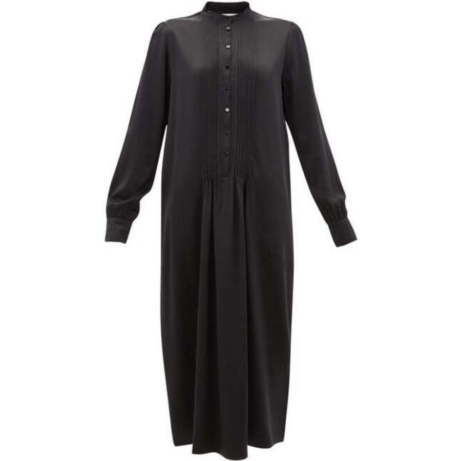 ラ コレクション La Collection レディース ワンピース シャツワンピース ワンピース ドレス Clarina Pintucked Silk Satin Shirtdress Black Www Unipymes Com